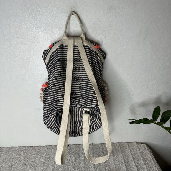 A&B America And Beyond Embroidered Floral Backpack Pom Poms Tassels Neon *Flaw - Picture 6 of 16